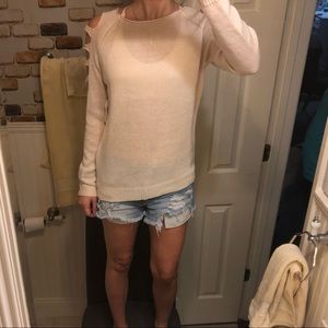Cream Cold Shoulder Sweater